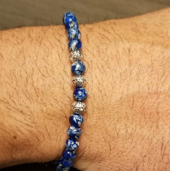 Men's bracelet - Blue reconstructive Shell - Picture 2 of 2